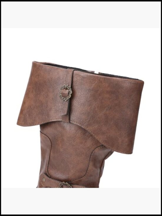 Medieval Renaissance Pull On Boots Mid Calf Gothic Cosplay Cuff Shoes